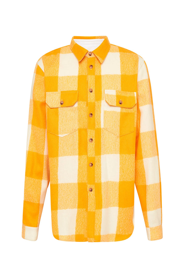checked boiled wool overshirt