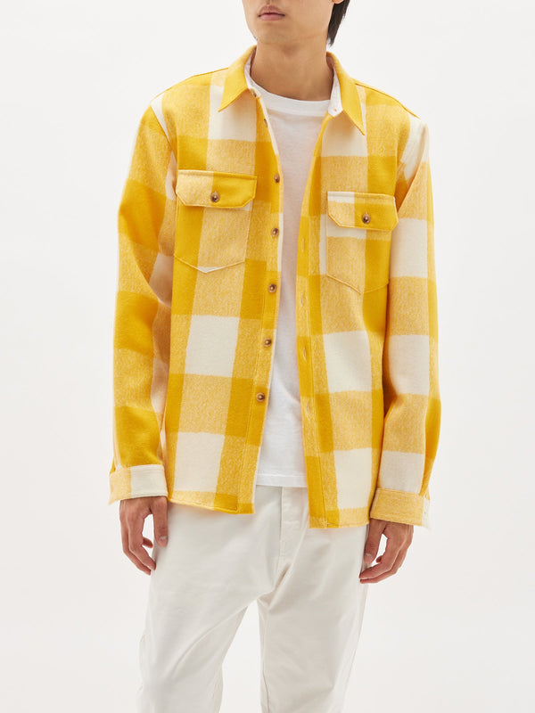 checked boiled wool overshirt