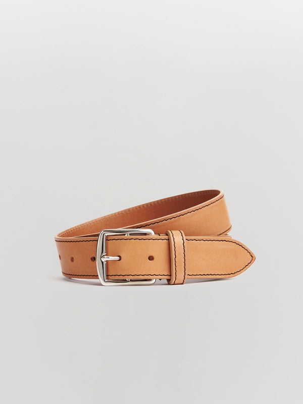 contrast stitch leather belt