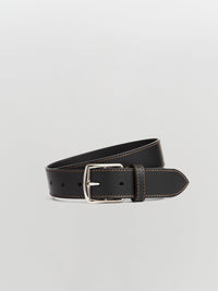 contrast stitch leather belt