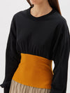 contrast rib insert long sleeve dress