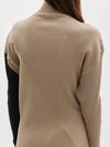 panelled funnel neck rib top