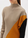 panelled funnel neck rib top