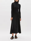 funnel neck contrast long sleeve dress