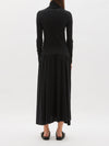 funnel neck contrast long sleeve dress