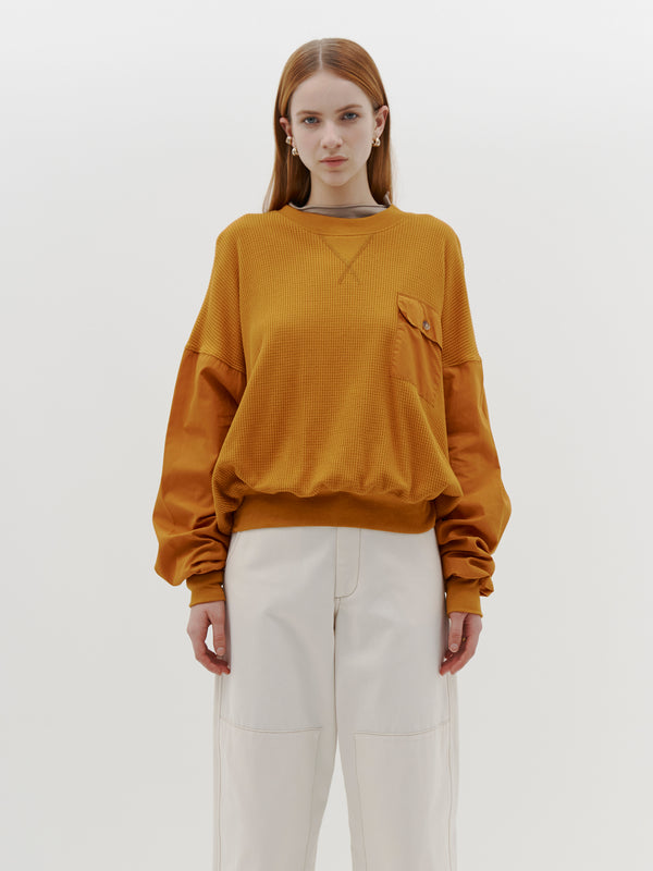 contrast panelled waffle sweat