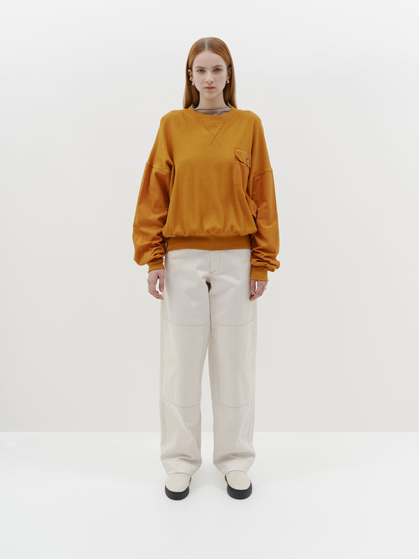 contrast panelled waffle sweat