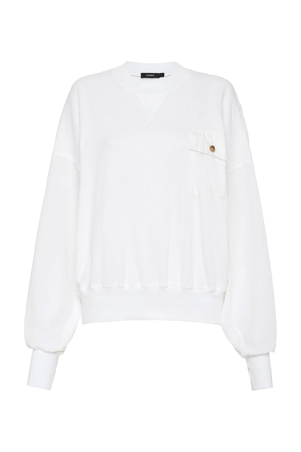 contrast panelled waffle sweat