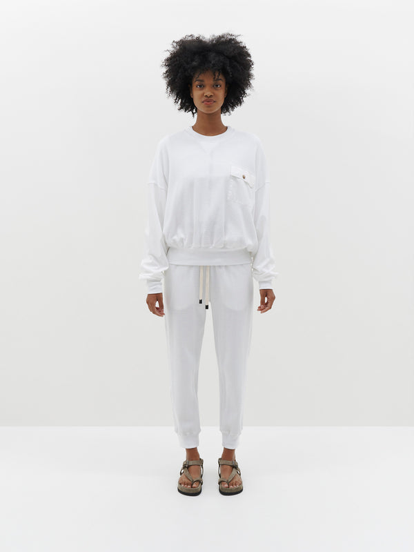 contrast panelled waffle sweat