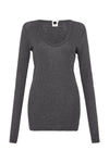 slim rib v neck long sleeve t.shirt