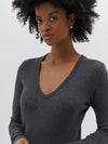 slim rib v neck long sleeve t.shirt