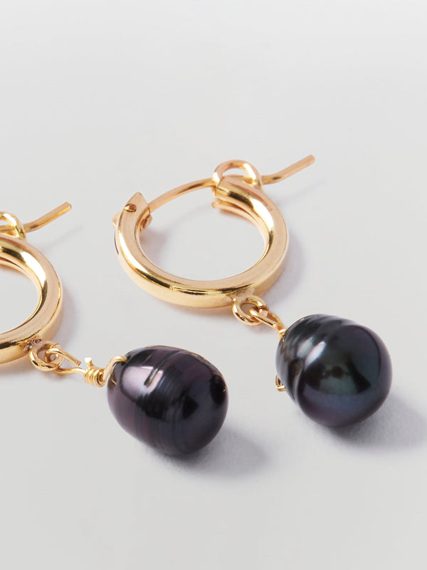 lanai & co black pearl drop earrings