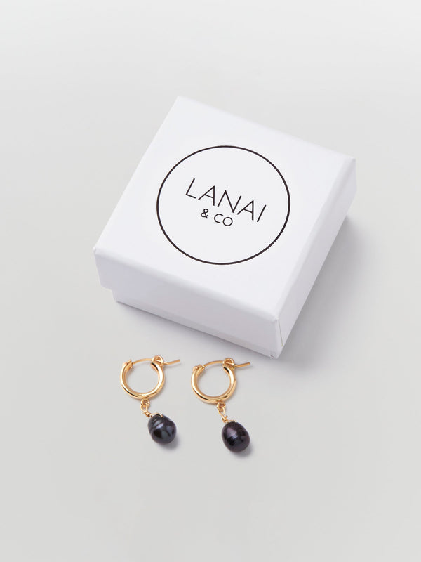 lanai & co black pearl drop earrings