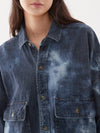 bleached shibori denim dress