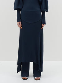 panelled drapey rib skirt